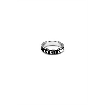 Corrugated Text Logo Band Ring