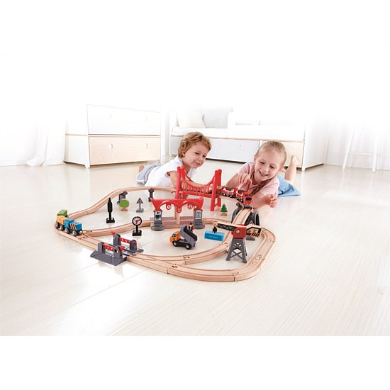 Hape busy city rail set on sale