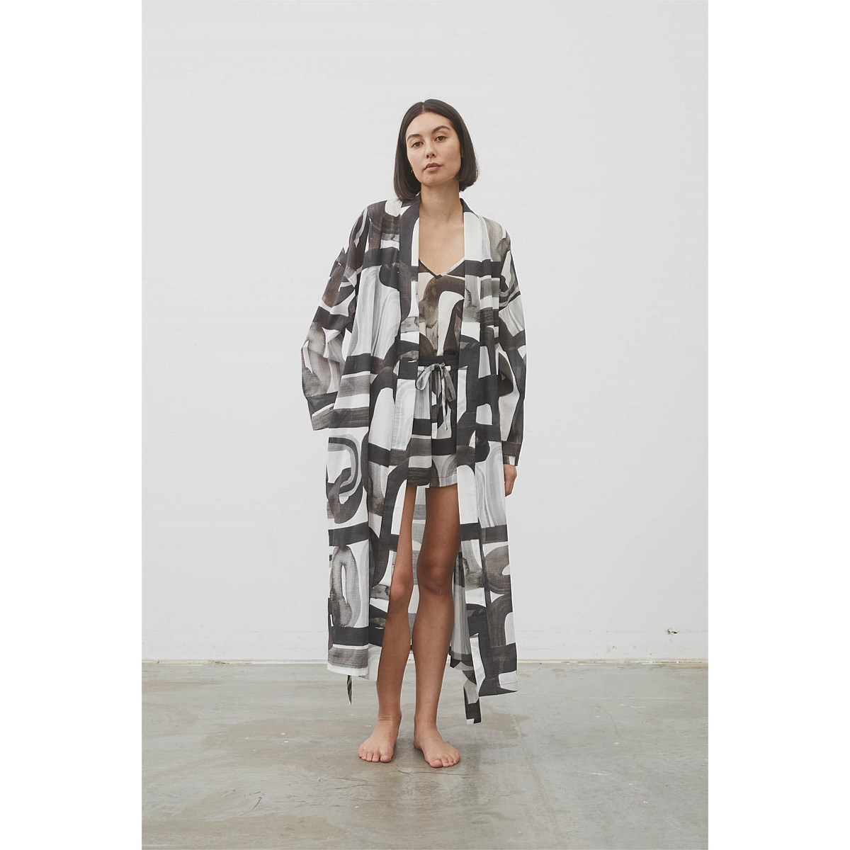 Womens Organic Cotton Long Lounge Robe