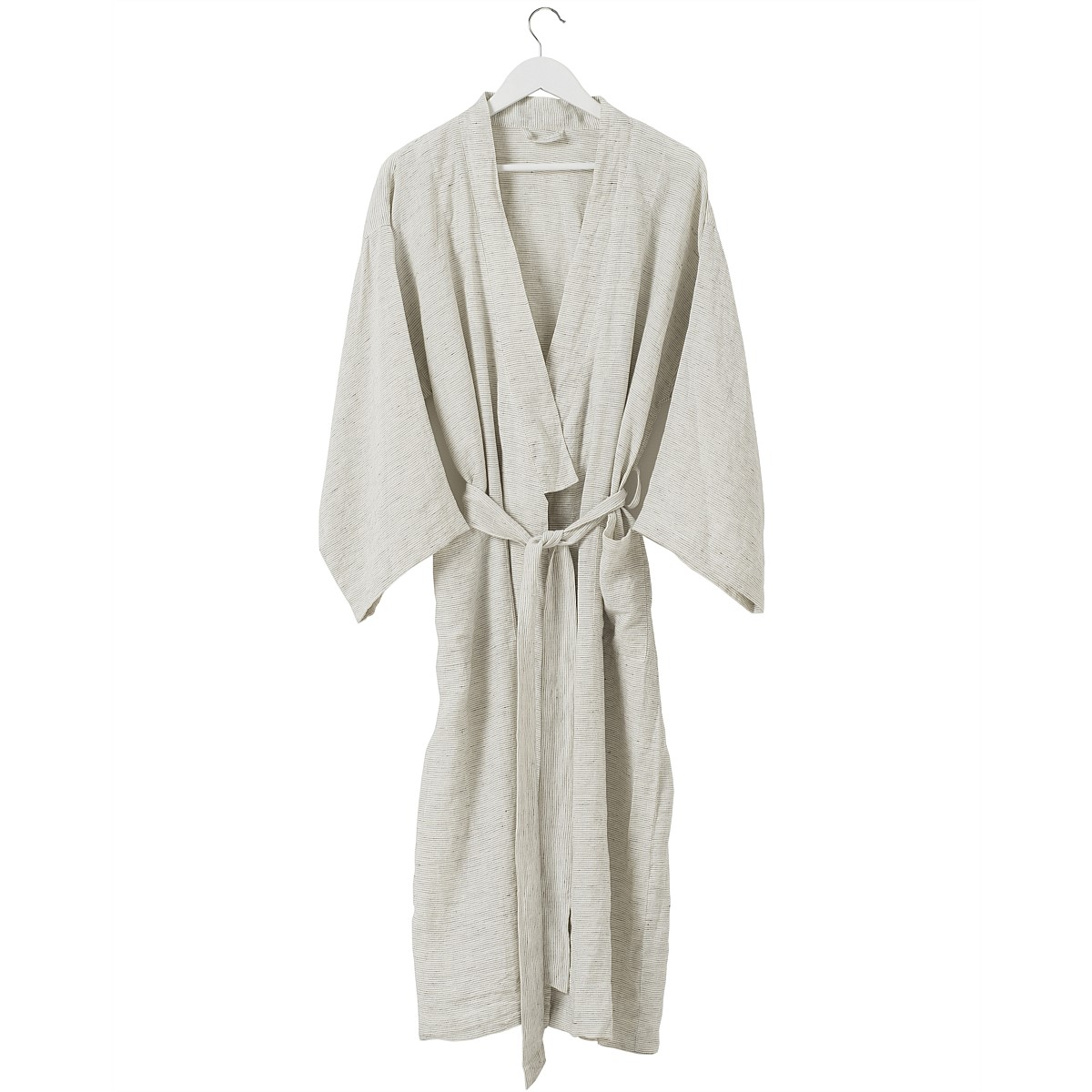 Womens Pinstripe Linen Robe