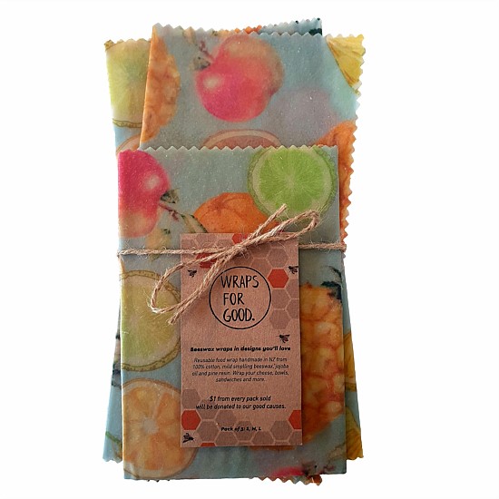 Beeswax Reusable Food Wraps 3 Pack - Fruit Salad