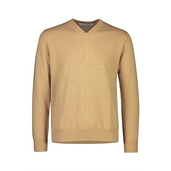 Harrison Cashmere V Neck - Camel