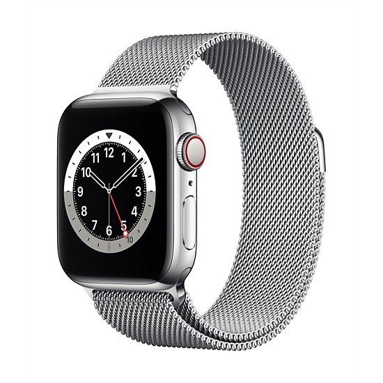 Watch Series 6 GPS + Cellular, 40mm Silver Stainless Steel Case with Silver Milanese Loop