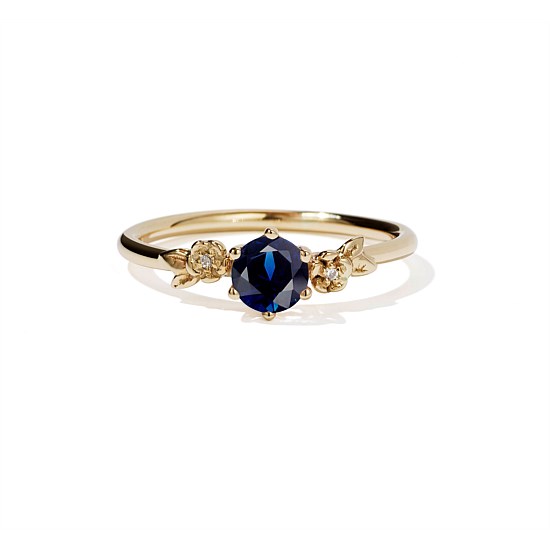 Alba Ring - Blue Sapphire & White Diamonds