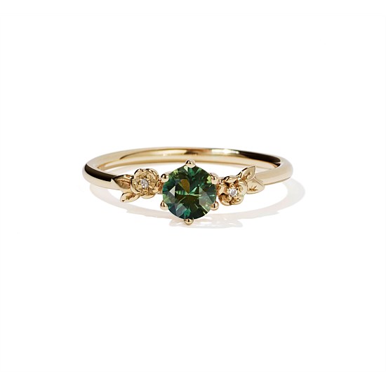 Alba Ring - Green Sapphire & White Diamonds