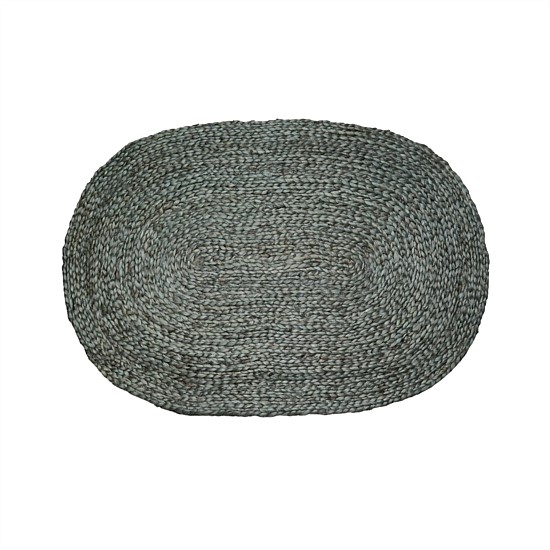 Jute Rug Braided Oval Green