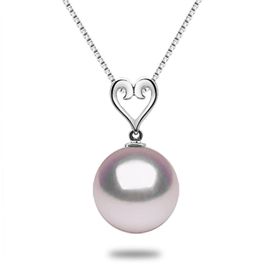 Open Heart White Japanese Akoya Pearl Pendant