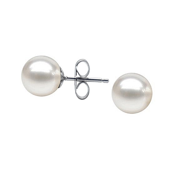 7-8mmSterling Silver White Colour Freshwater Pearl Stud Earrings