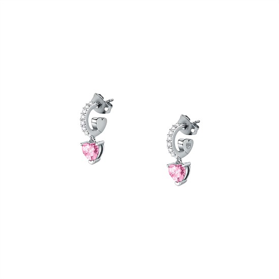 Diamond Heart Fairytale Hoop Charm Earrings