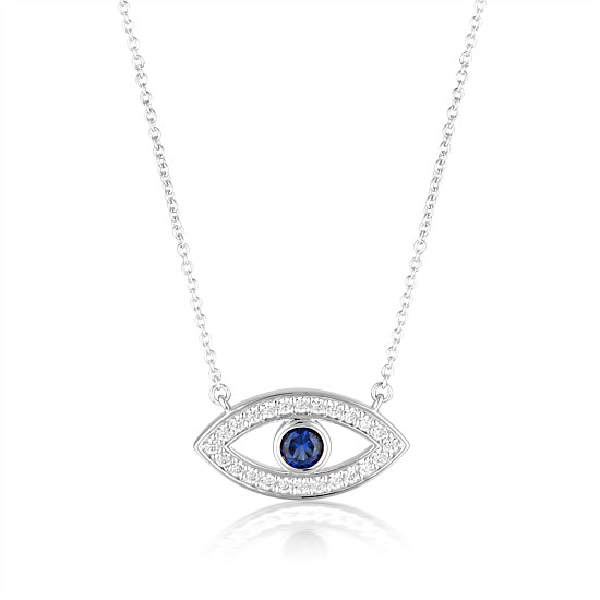 Georgini Rock Star Blue Evil Eye Pendant Silver