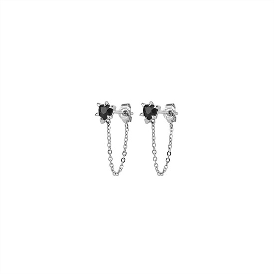 Cupid's Heart & Chain Studs