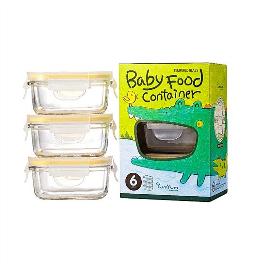 3 Piece Rectangular Baby Food Container Set