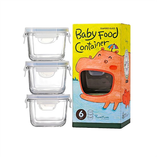 3 Piece Square Baby Food Container Set