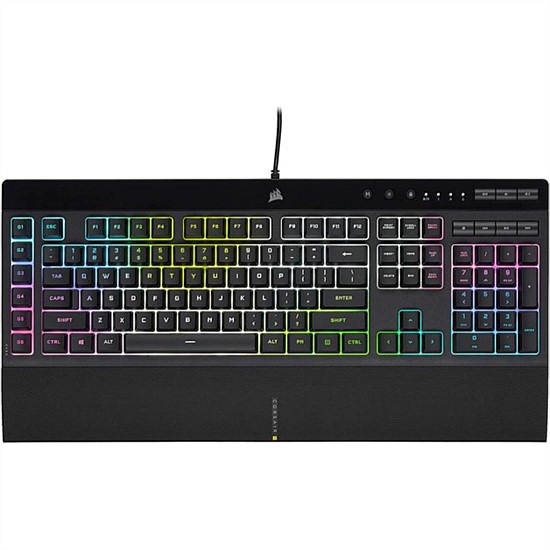 K55 RGB Pro Xt Gaming Keyboard, Backlit Per-Key RGB LED, Rubberdome