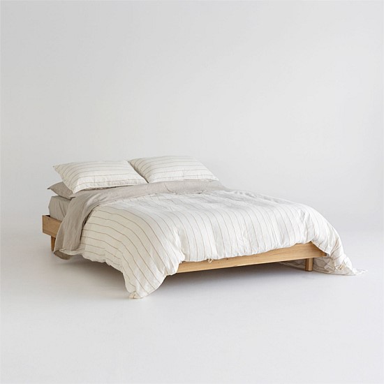 Flax Linen Duvet Cover - Tan Stripe Flax Linen Duvet Cover - Tan Stripe