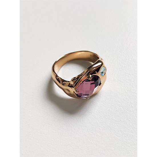 Lava Ring Gold with Amethyst Quartz