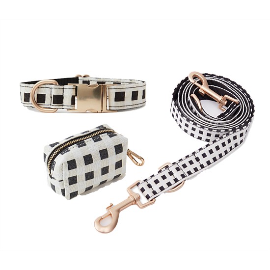 Black & White Check Dog Accessory Kit