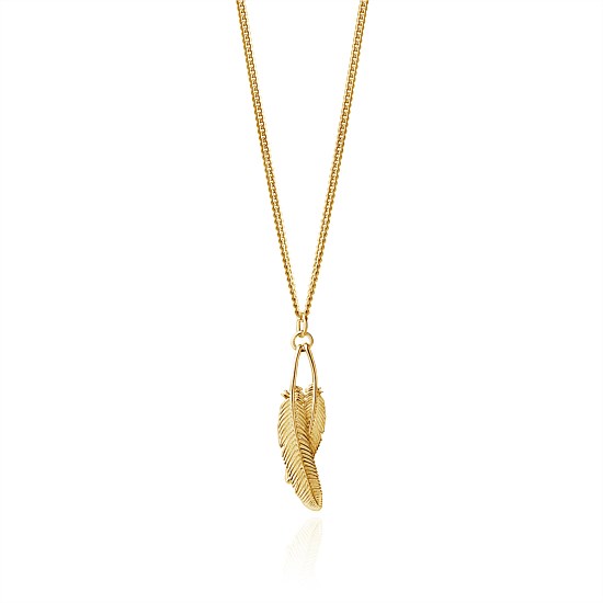 Duo Miromiro Feather Pendant Gold Plate