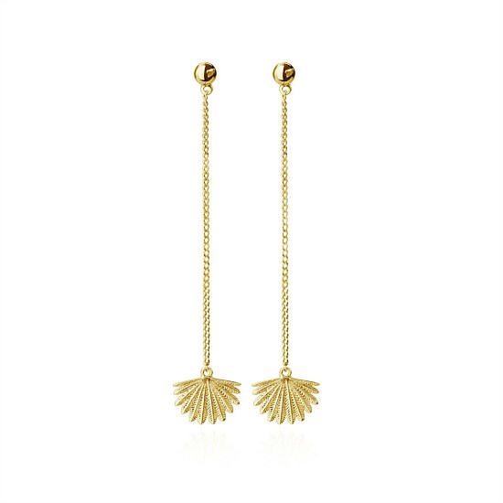 Mini Fan Tail Drop Earrings Gold Plate