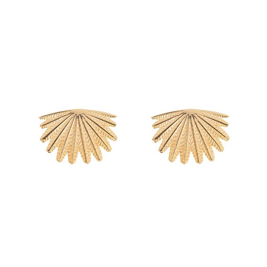 Mini Fan Tail Studs Gold Plate