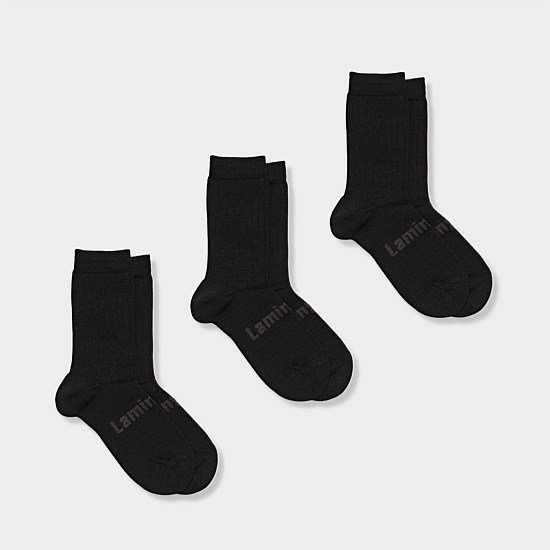 Merino Wool Plain Crew Socks | Woman + Man | 3 Pack