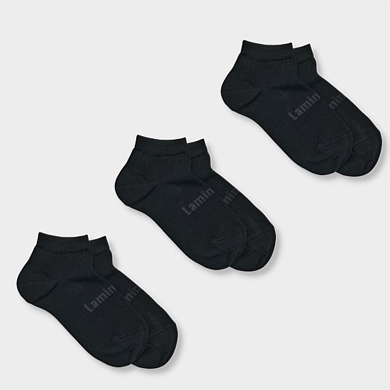 Merino Wool Plain Ankle Socks | Woman + Man | 3 Pack