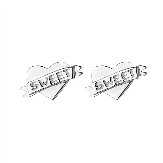 Lil Sweet Heart Studs Sterling Silver