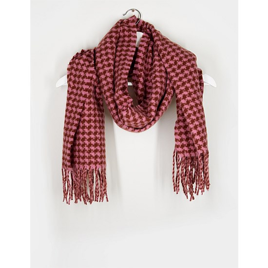 Scarf Pink And Tan Houndstooth