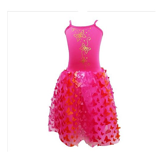 Butterfly Hot Pink & Gold Multi-layered Dress