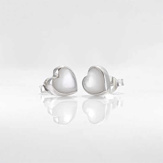 Mother of Pearl Shell Heart Studs