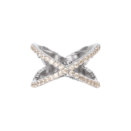 Rocksteady Feather Kiss Cross Ring Rocked in Champagne