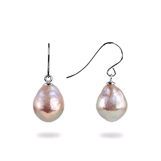 Sterling Silver Multi-colour Baroque Freshwater Pearl Hook Earrings