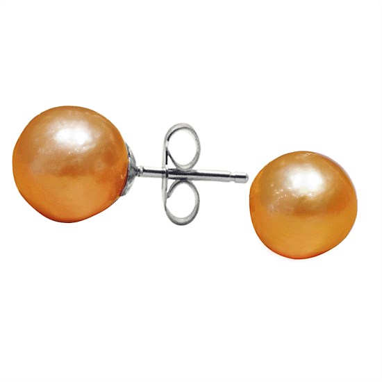 11-12mm Baroque Orange Freshwater Pearl Stud Earrings