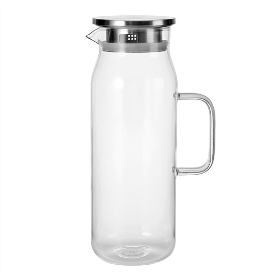 1.5L Glass Carafe With Stainless Steel Filter - Perfect For Water, Juice, Iced Tea