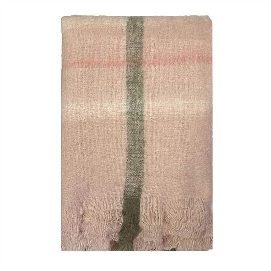 Lola + Fox Mina Mohair Blend Throw Blush/Coral/Green