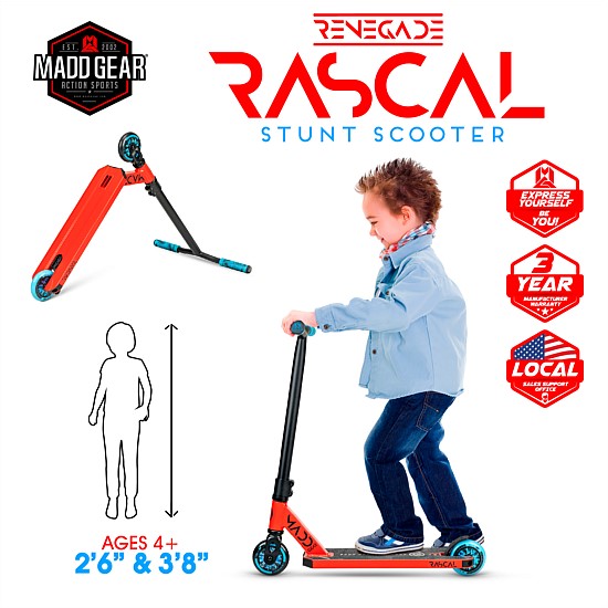 MADD GEAR RENEGADE RASCAL SCOOTER RED  / BLUE
