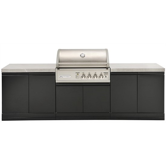 Crossray Outdoor BBQ kitchen, double side cabinets with flat stone benchtops