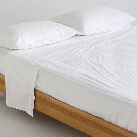 Stonewash Cotton Flat Sheet - White