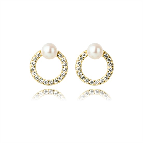 Oceans Byron Freshwater Pearl Earrings - Gold