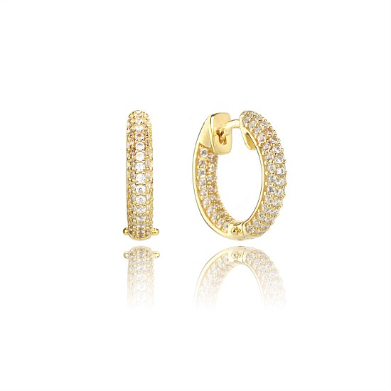 Goddess Pave Hoops - Gold