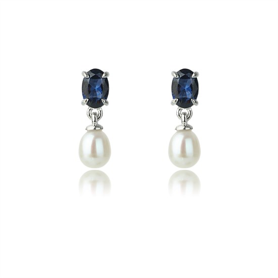 Oceans Whitsundays Freshwater Pearl Earrings - Sapphire Blue
