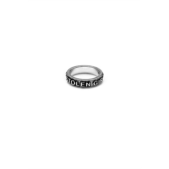 Corrugated Text Logo Band Ring