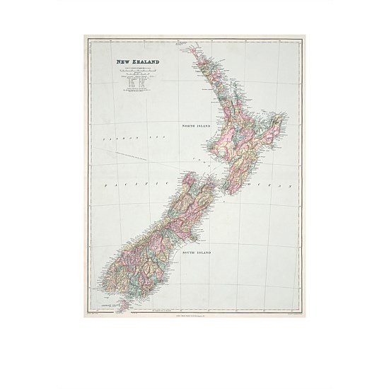 Map of New Zealand A2 Print