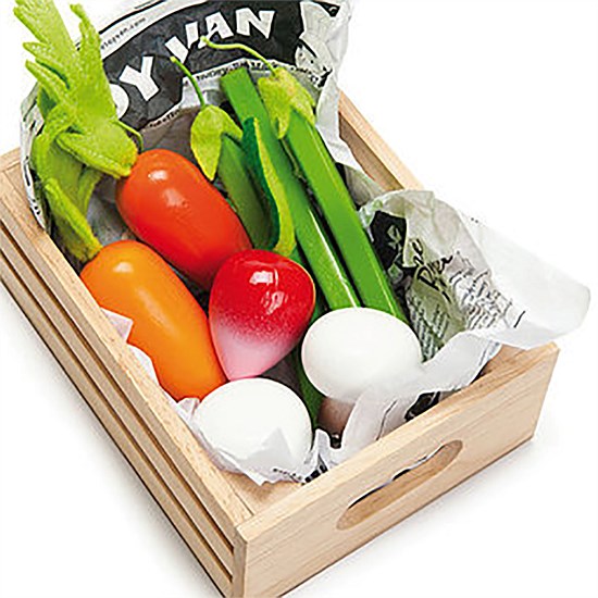 Wooden Market Meat and Harvest Vegetables