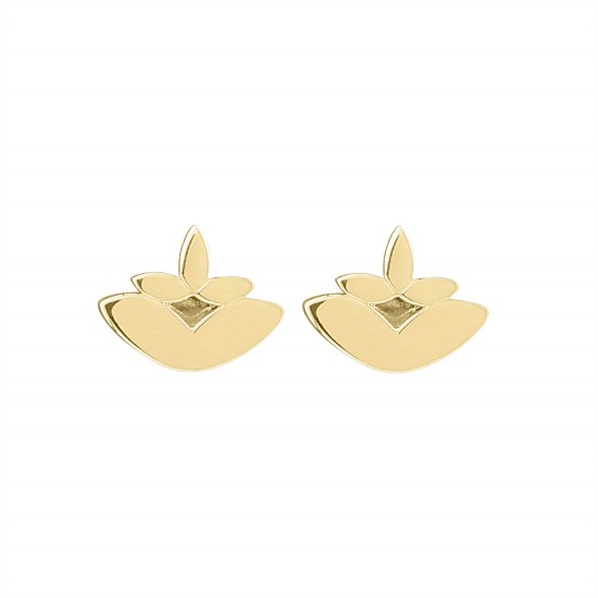 Lotus Little Flower Studs Gold Plate