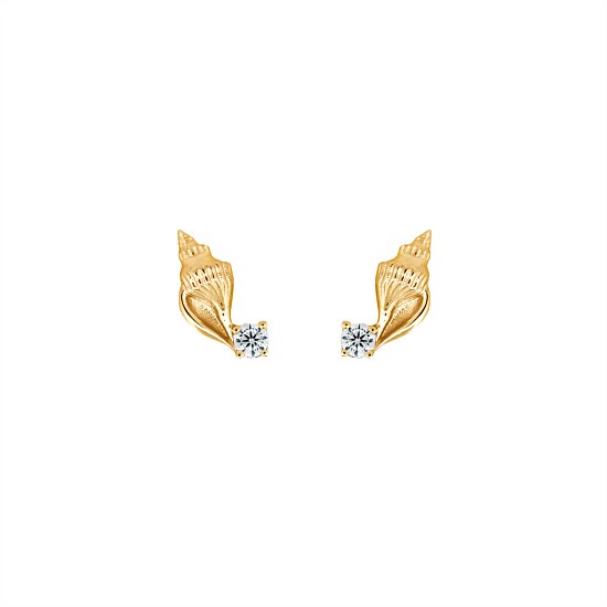 Pearly Shells Studs Gold Plate