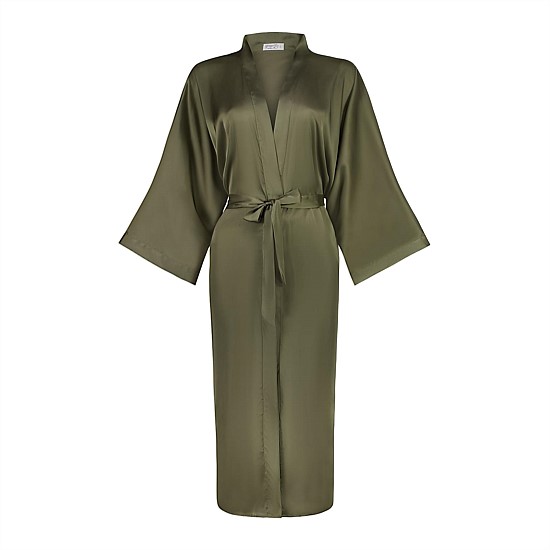 Florence Olive Satin Robe