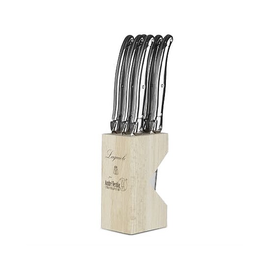 Knife Block with 6 Stainless Steel Steak Knives