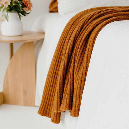 Ribbed Wool Throw Blanket