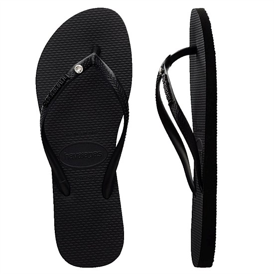 Slim Metal Logo Crystal Flip Flops